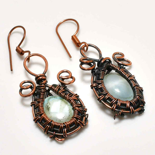 Tranquil Tides – Aquamarine Copper Earrings
