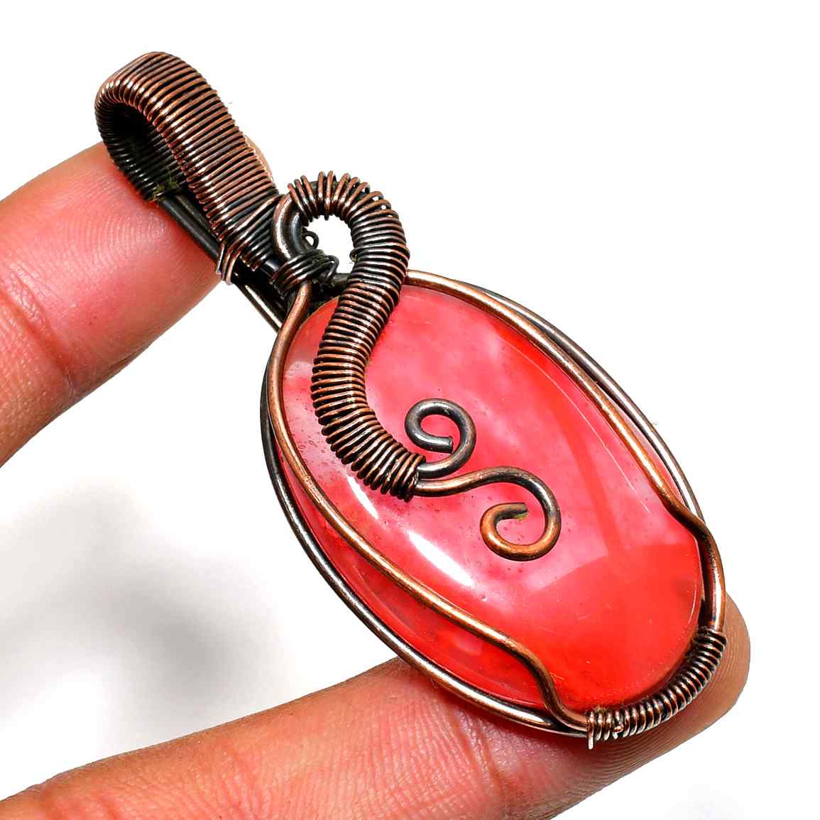 Celestial Ember – Coral Copper Pendant