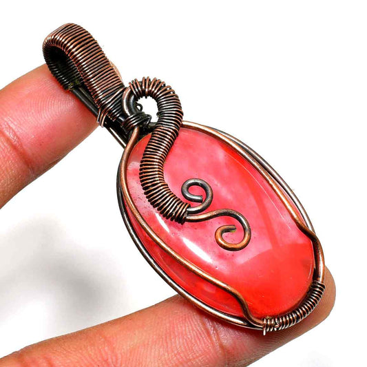 Celestial Ember – Coral Copper Pendant