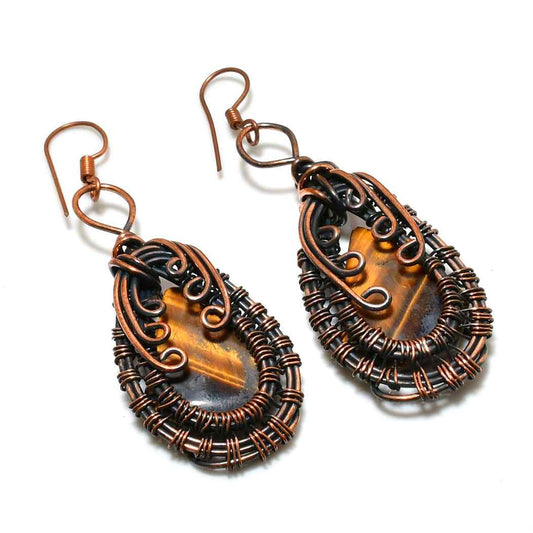 Gilded Horizons – Copper Tiger’s Eye Earrings