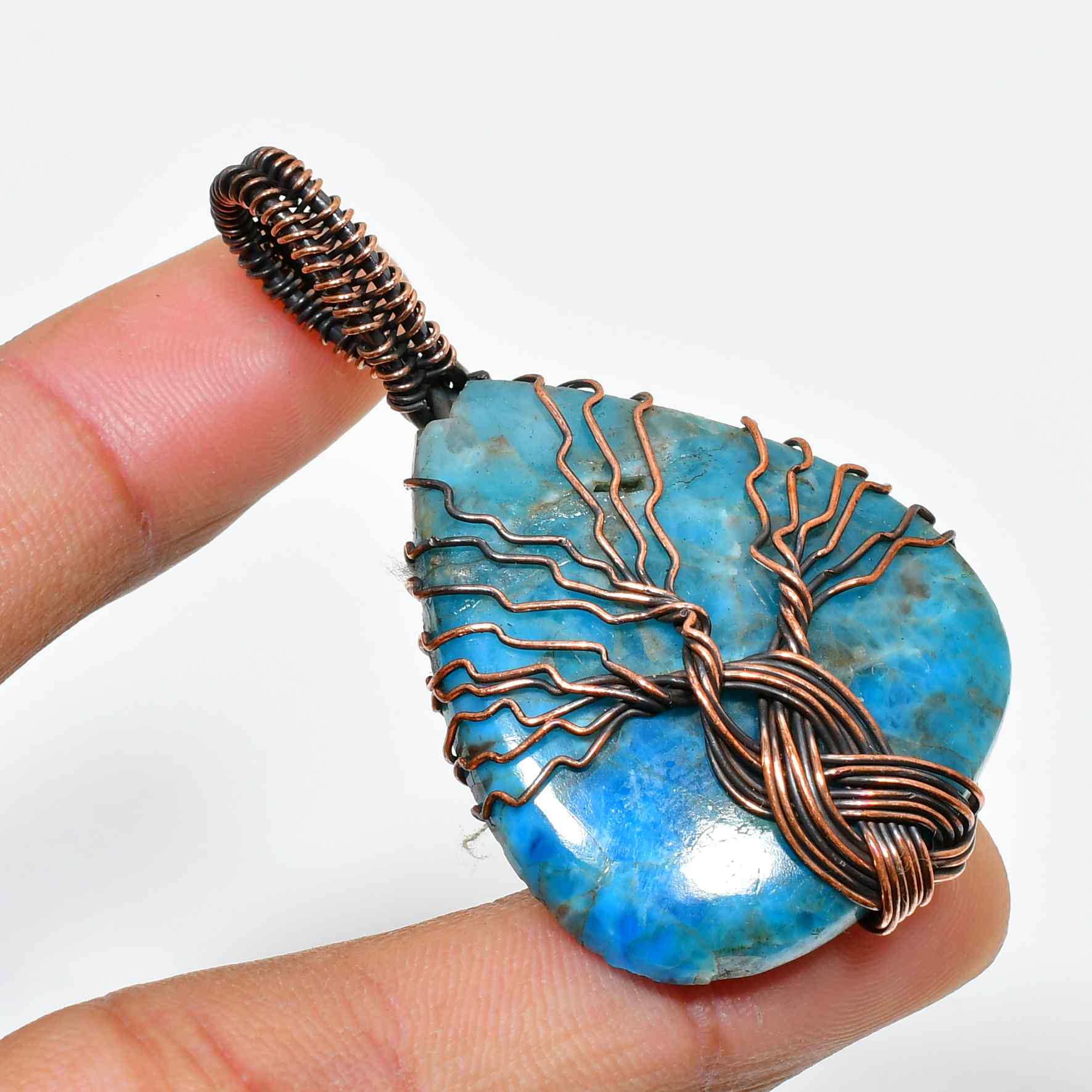 Selene’s Embrace – Blue Stone Copper Pendant