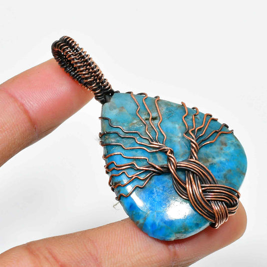 Selene’s Embrace – Blue Stone Copper Pendant