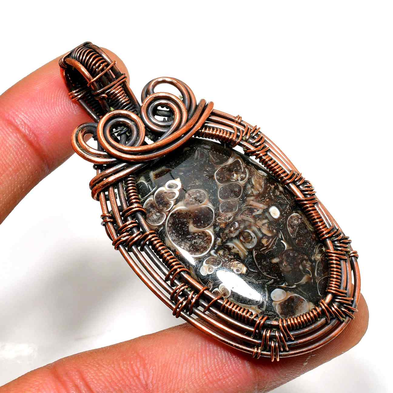 Selene’s Shield – Amethyst & Copper Pendant