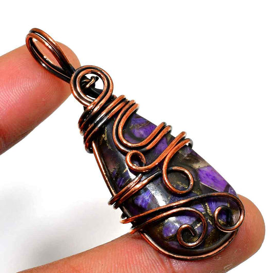 Celestial Calm – Amethyst & Copper Pendant
