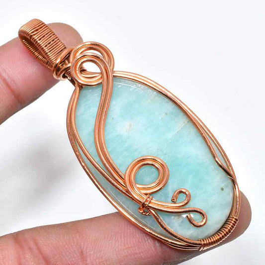 Harmony’s Embrace – Amazonite Copper Pendant