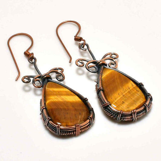 Grounded Radiance – Tiger’s Eye Copper Earrings