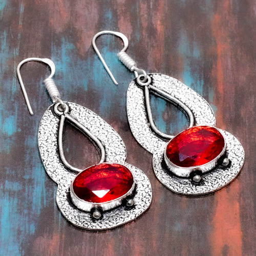 Aurora’s Flame – Ruby & Silver Earrings