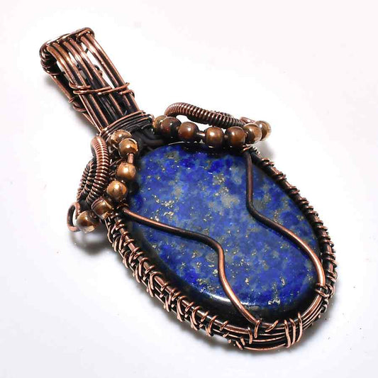 Celestial Dreamcatcher – Lapis Lazuli & Copper Pendant
