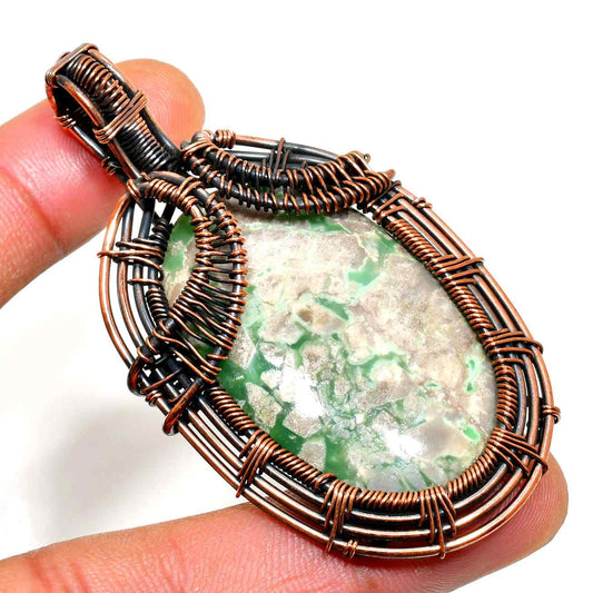 Earth’s Embrace – Green Stone Copper Pendant
