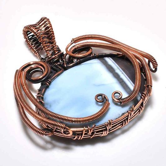 Ocean’s Whisper – Blue Agate Copper Pendant
