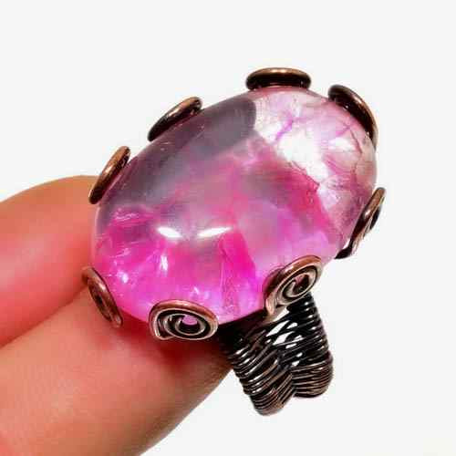 Aurora’s Embrace – Rose Quartz & Copper Ring
