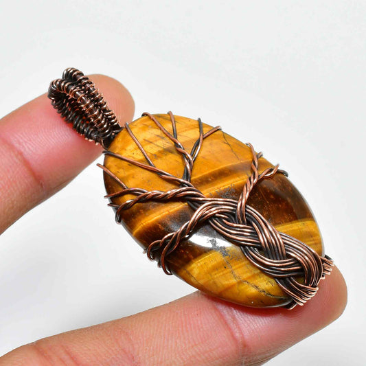 Ember Shield – Tiger’s Eye Copper Pendant