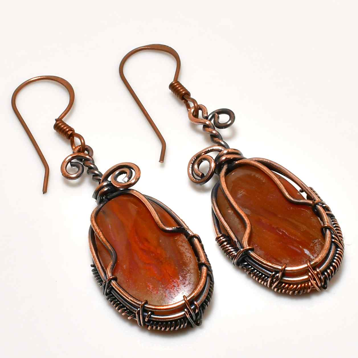 Ember’s Glow – Carnelian & Oxidized Copper Earrings