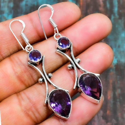 Aura’s Whisper – Sterling Silver Amethyst Earrings
