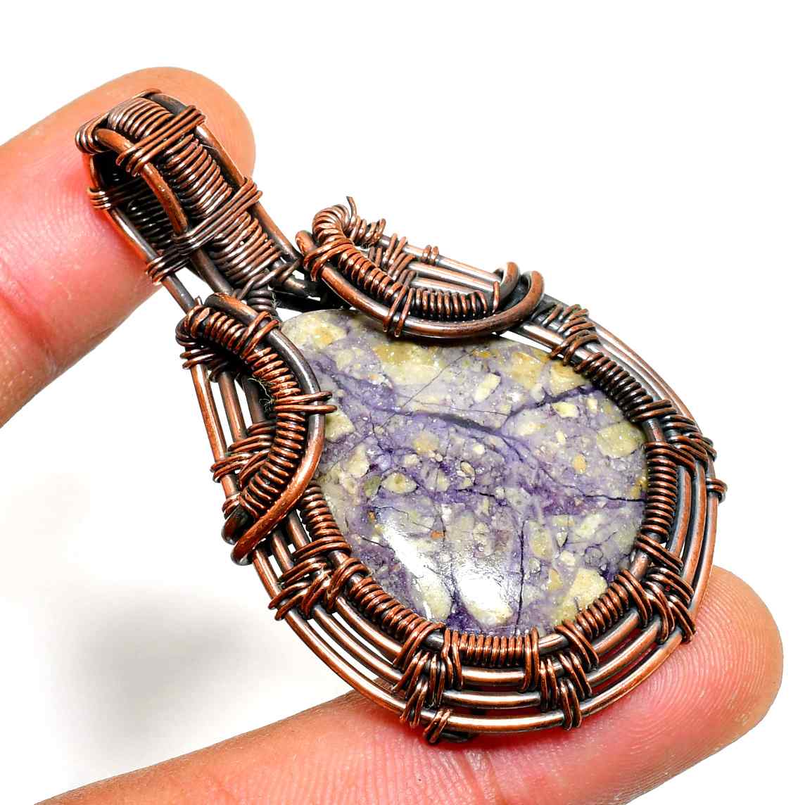 Ethereal Guardian – Oxidized Copper Amethyst Pendant