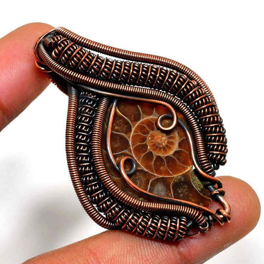 Timeless Spiral – Ammonite Copper Pendant