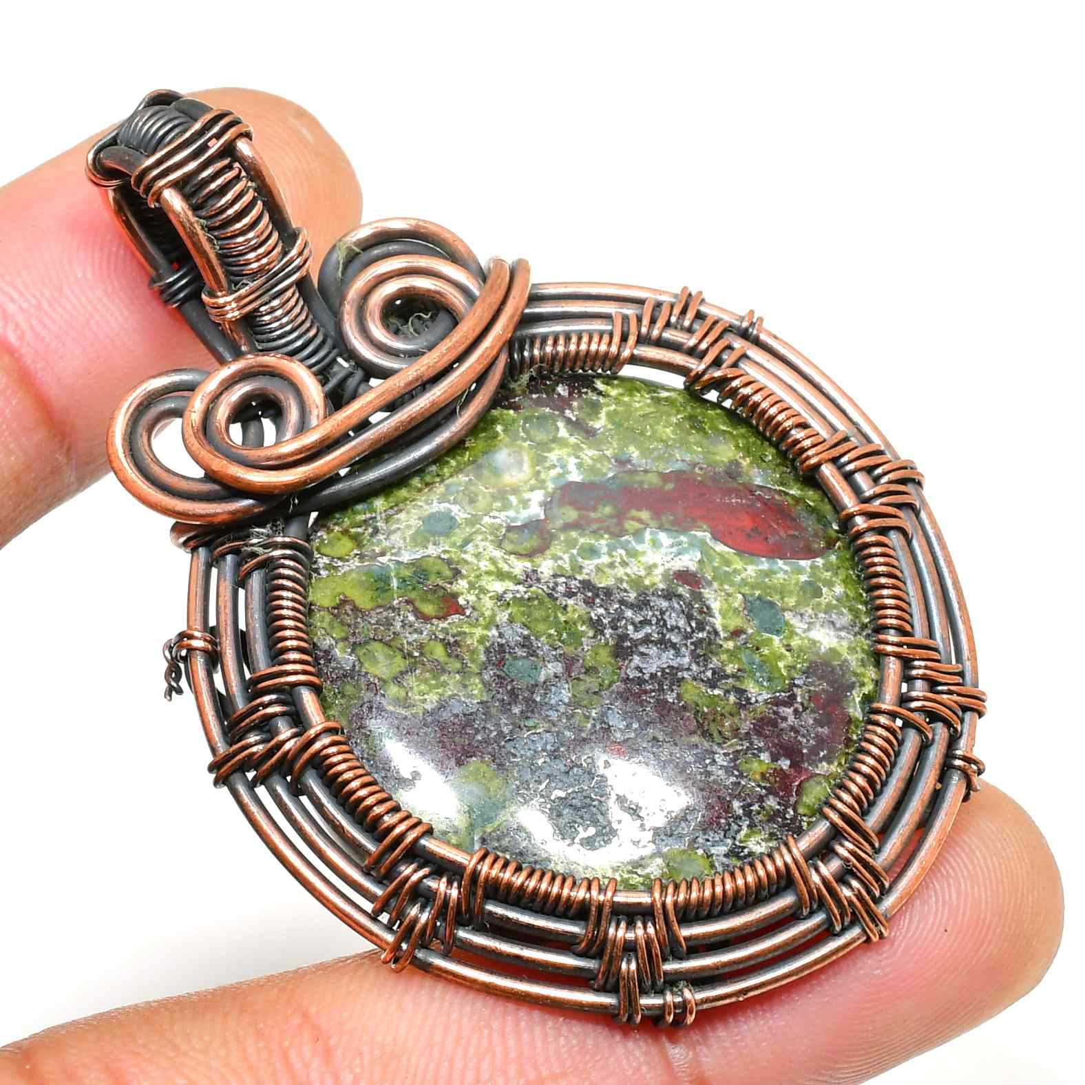 Terra’s Fortitude – Bloodstone Copper Pendant