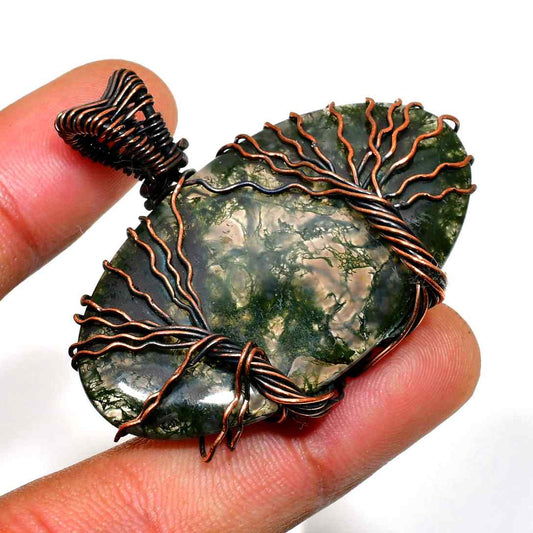 Gaia’s Embrace – Green Tree of Life Copper Pendant