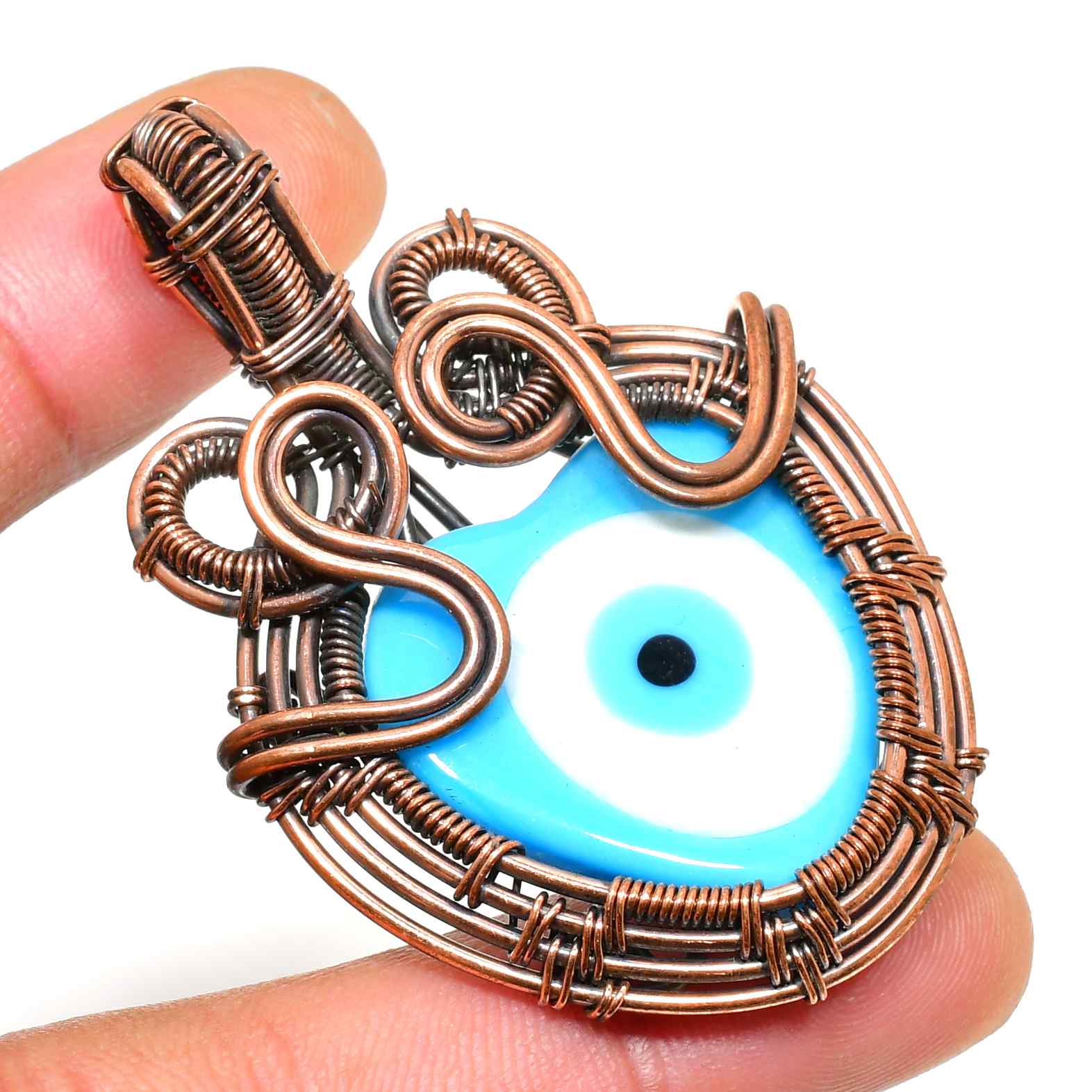 Enchanted Eye – Blue Crystal Copper Pendant