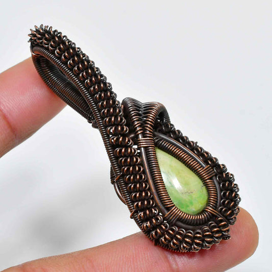 Gaia’s Embrace – Green Gemstone Copper Pendant
