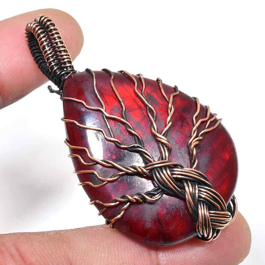 Ember’s Embrace – Red Jasper & Aged Copper Pendant