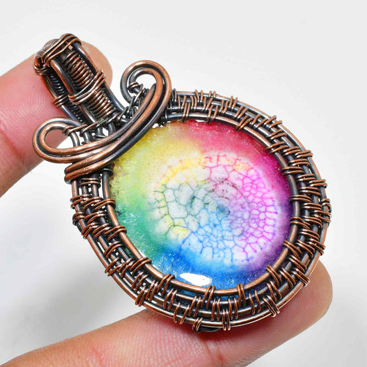 Lyra’s Harmony – Agate & Copper Pendant
