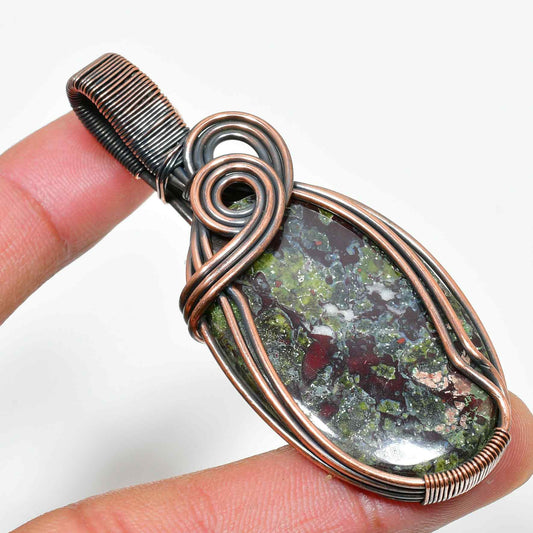 Gaia’s Embrace – Copper-Wrapped Healing Stone Pendant