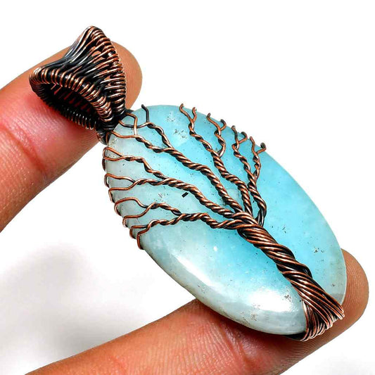 Serene Arbor – Aquamarine Copper Tree Pendant