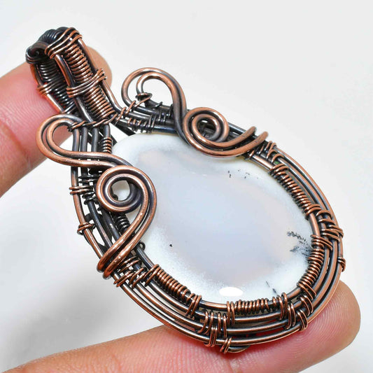 Serenity’s Embrace – White Agate Copper Pendant
