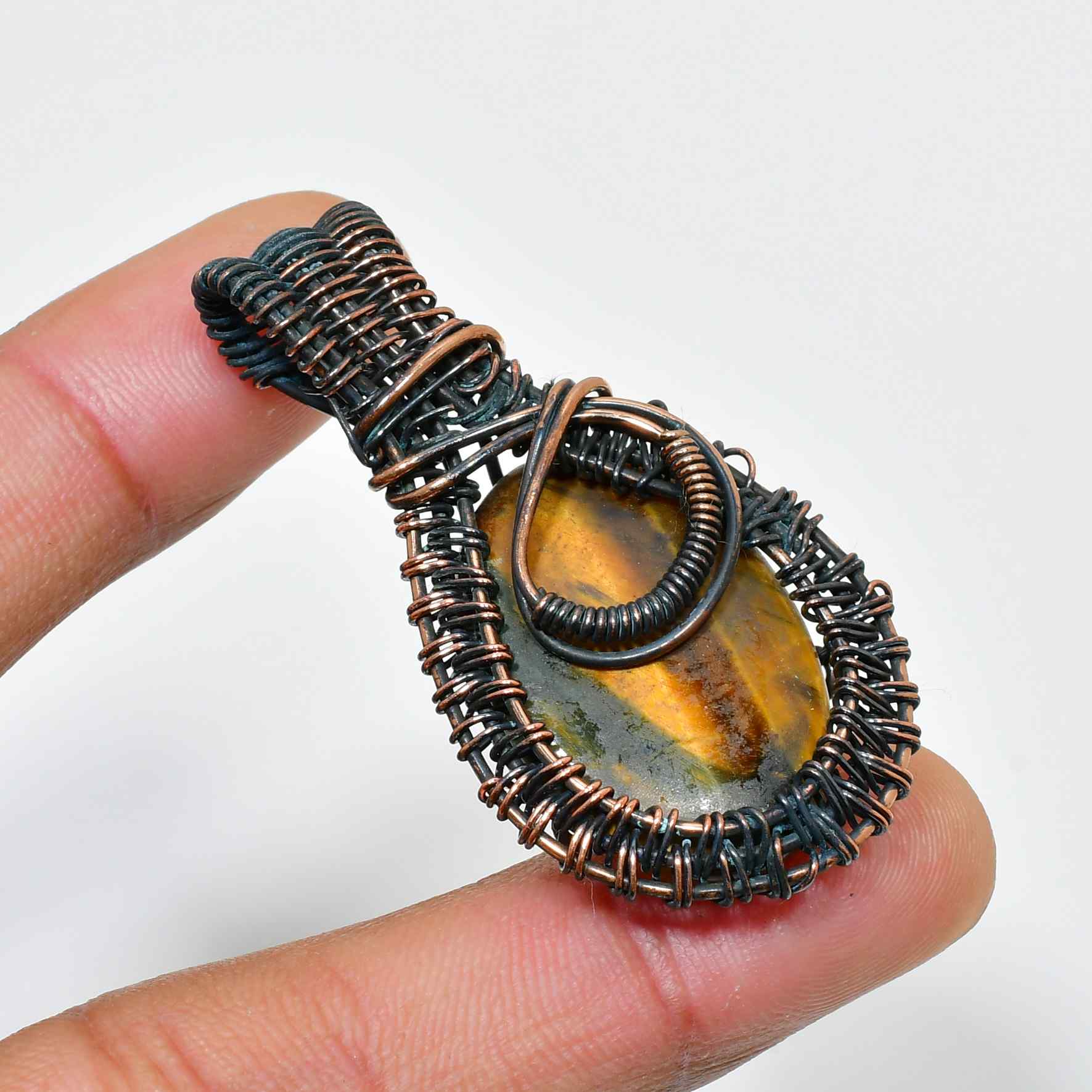 Orion’s Shield – Tiger’s Eye Copper Pendant