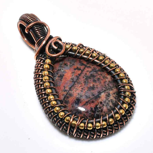 Nature’s Embrace – Red-Spot Jasper Copper Pendant