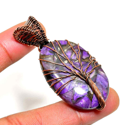 Ezra’s Veil – Amethyst & Oxidized Copper Pendant