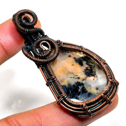 Gaia’s Embrace – Natural Stone Copper Pendant
