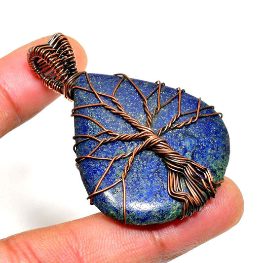 Lapis Echo – Copper-Wrapped Lapis Lazuli Pendant