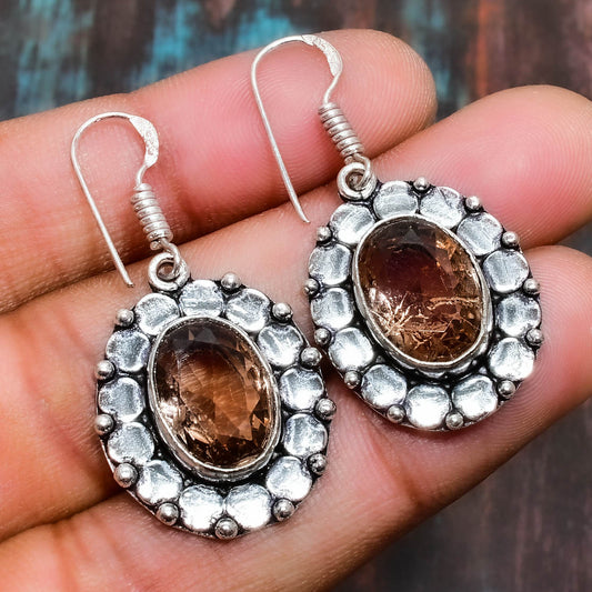 Terra’s Whisper – Smoky Quartz Silver Earrings