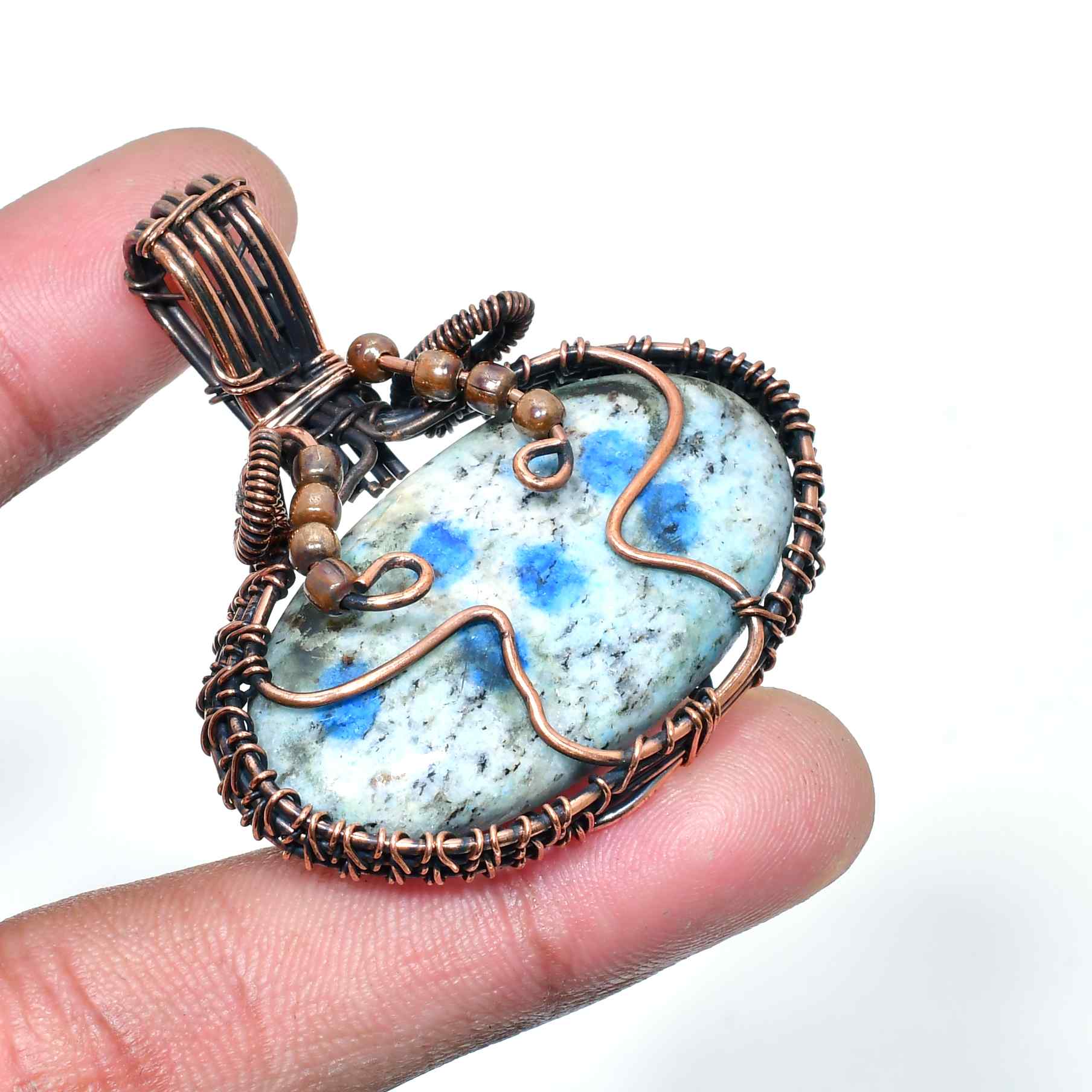 Serenity’s Veil – Natural Stone Copper Pendant