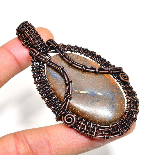 Terra’s Whisper – Labradorite & Copper Pendant