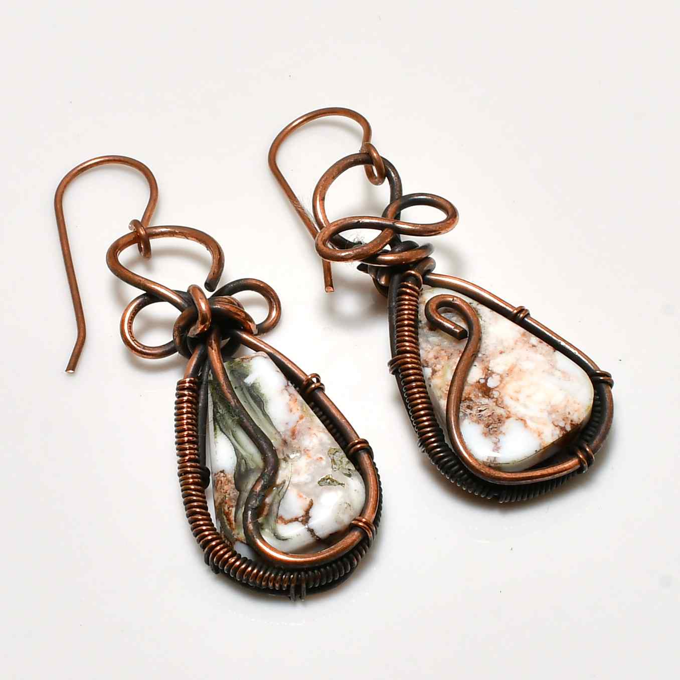 Earth’s Embrace – Oxidized Copper & Natural Stone Earrings