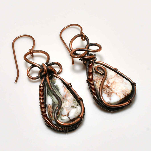 Earth’s Embrace – Oxidized Copper & Natural Stone Earrings