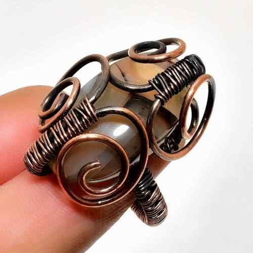 Ember’s Embrace – Smoky Quartz & Antique Copper Ring