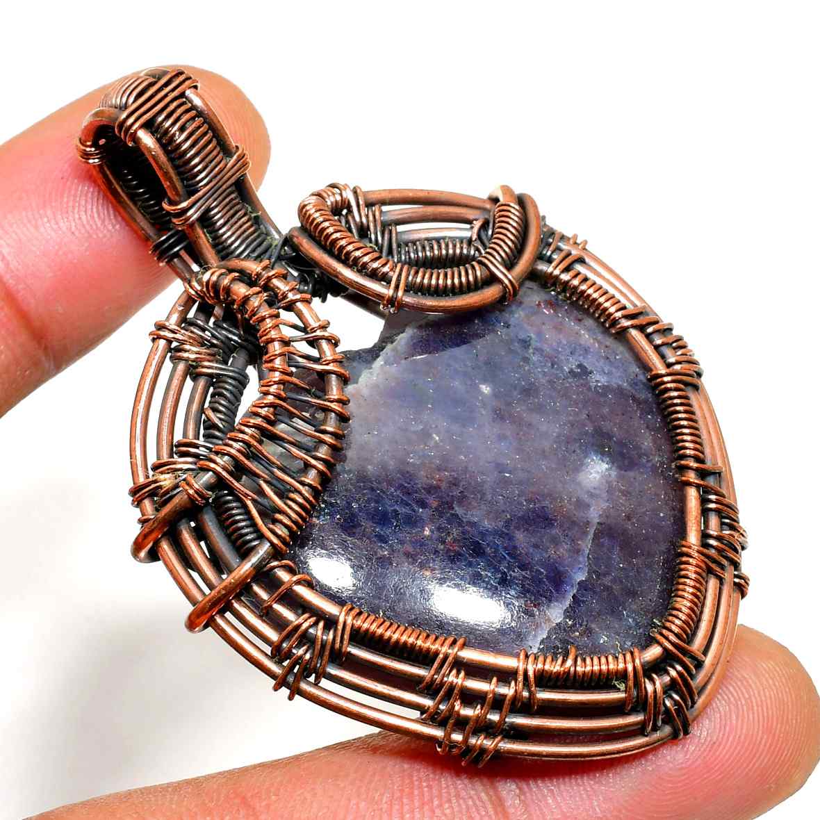 Ezra’s Veil – Oxidized Copper Amethyst Pendant