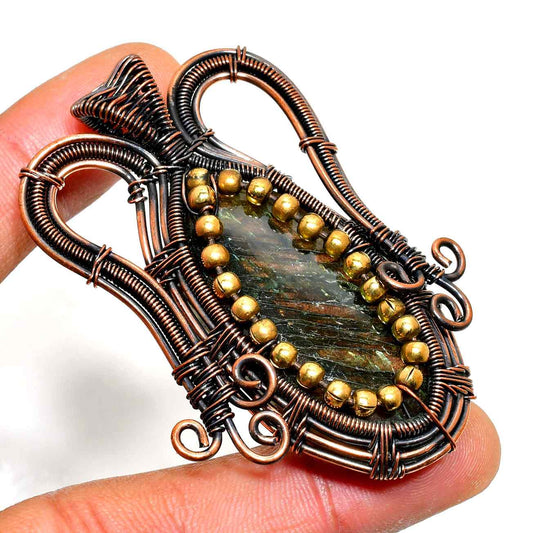 Earth’s Embrace – Copper-Wrapped Natural Stone Pendant