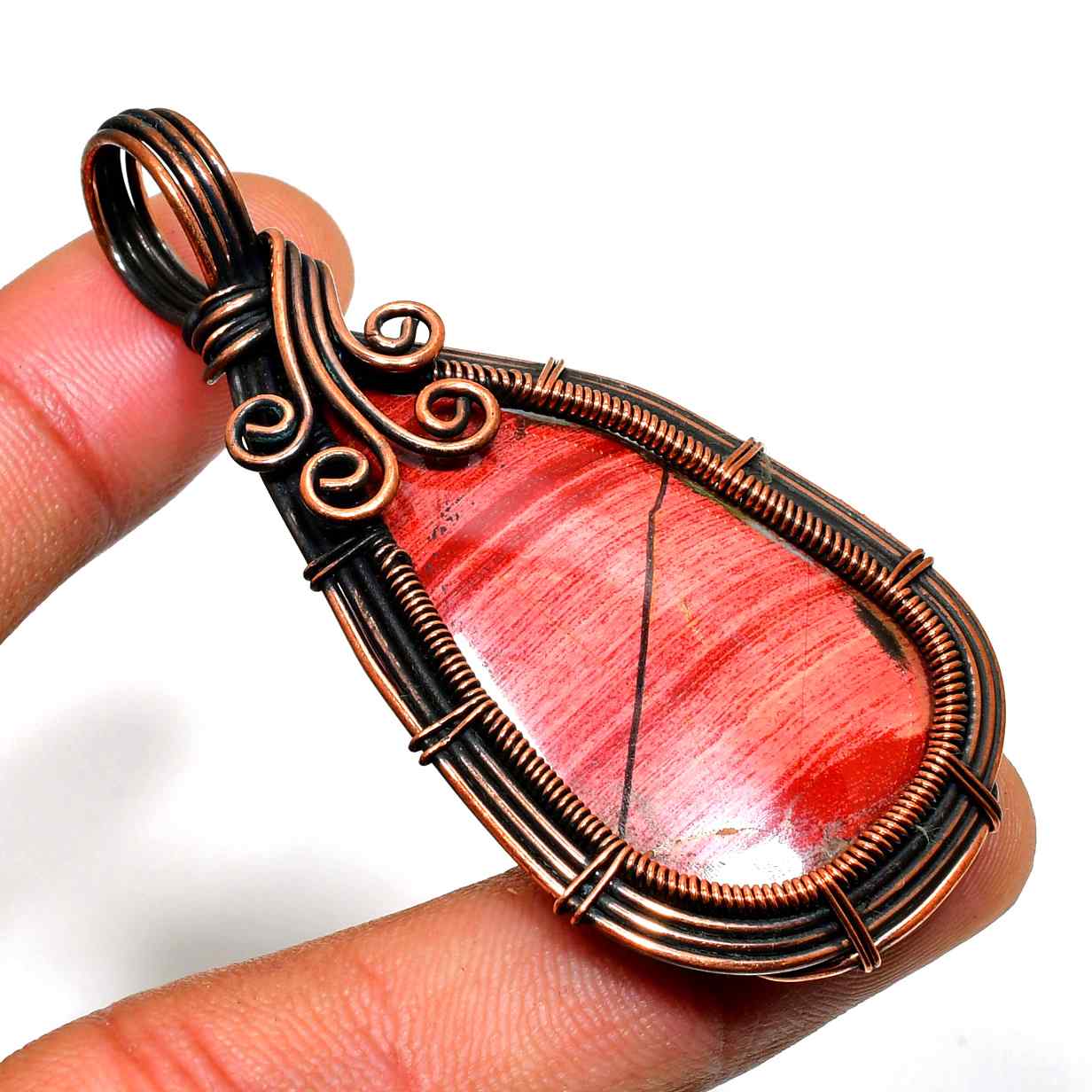 Gaia’s Embrace – Red Jasper Copper Pendant