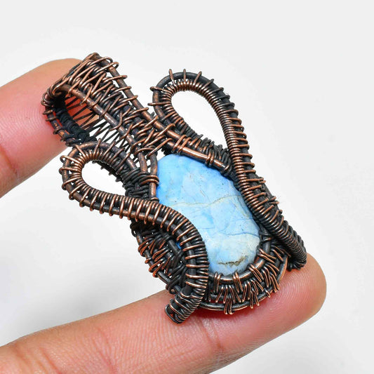 Celestial Grace – Larimar Copper Pendant