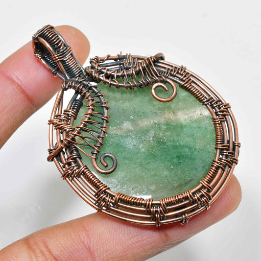 Serene Balance – Copper-Wrapped Jade Pendant