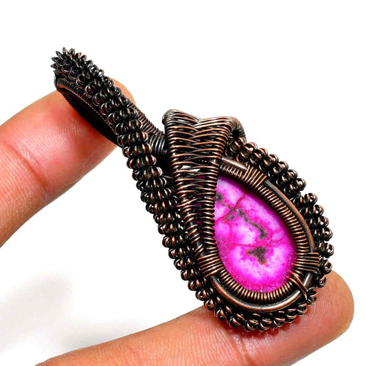 Heart’s Embrace – Rhodochrosite Copper Pendant