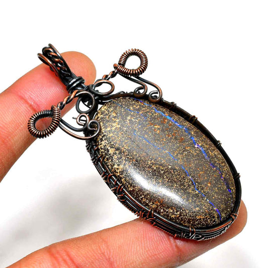 Gaia’s Embrace – Copper-Wrapped Gemstone Pendant