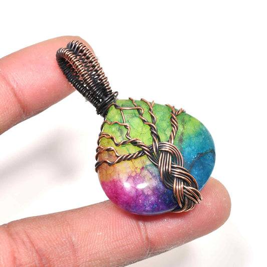 Aria’s Arbor – Aura Quartz Copper Tree Pendant