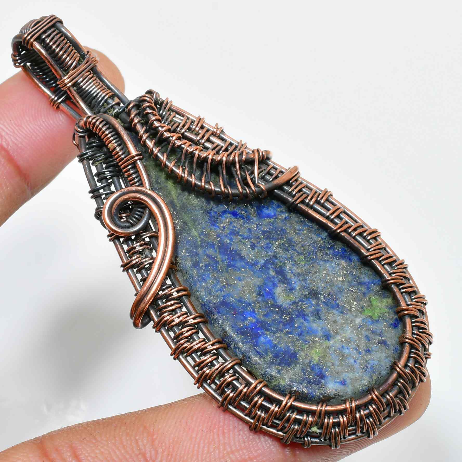 Ember’s Essence – Lapis Lazuli Copper & Silver Pendant