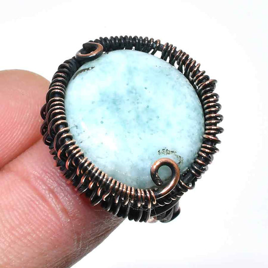 Ocean’s Radiance – Aqua Stone Copper Ring